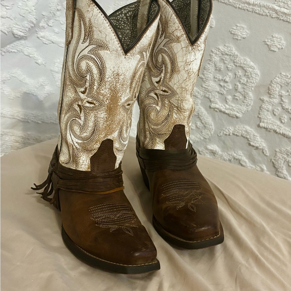 Brown and White Western Cowboy Boots